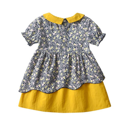 [80-120cm] 可愛い小花柄の子ども服 夏の半袖ワンピース - XQ22333 3枚目の画像