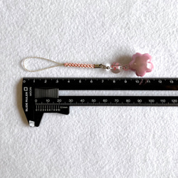 水琴鈴　ストラップ　桜　銀×薄ピンク　水晶 3枚目の画像