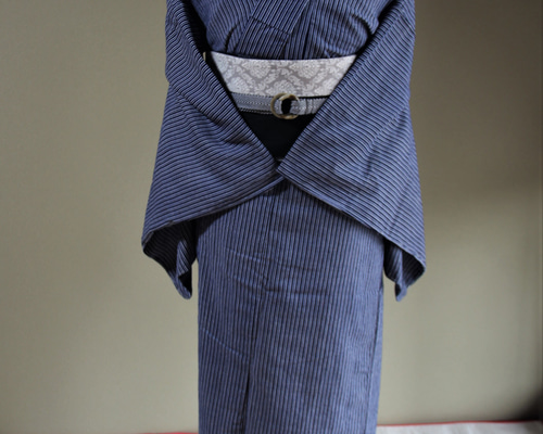 「希少」振袖浴衣　ブルー　ロング袖　オシャレさん！お袖が長いタイプで珍しいです