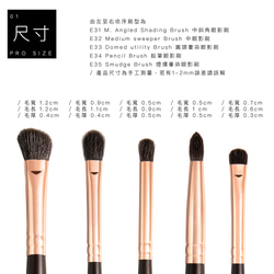 アイブラシ5点セット I 高品質リス毛&ウールブレンド I 化粧ブラシ I rose gold I 台湾製 5枚目の画像