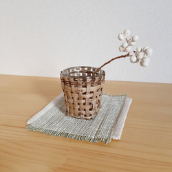 手織り 植物を織り込んだマット マコモ 1枚目の画像