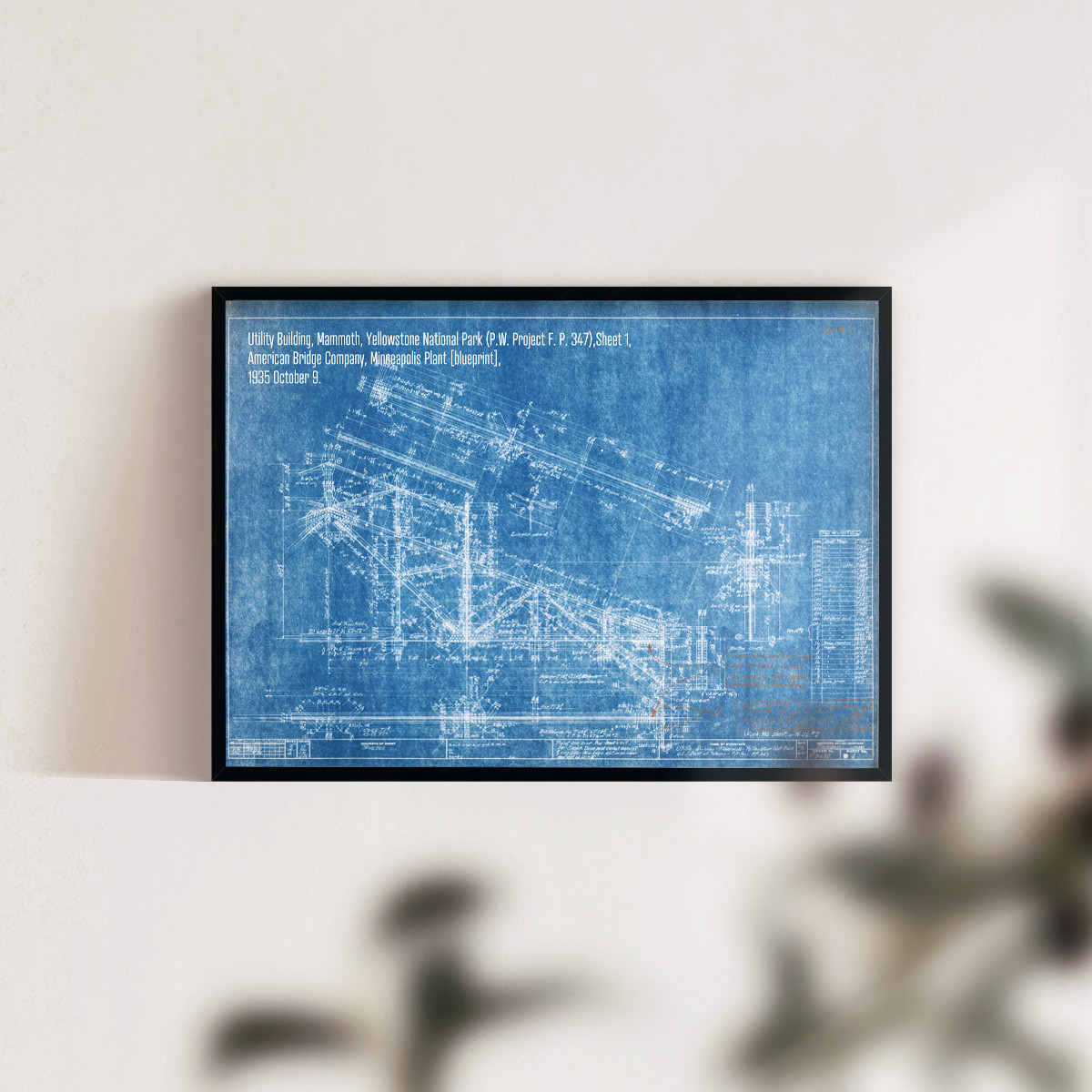 建築 アートポスター 図面 設計図 青写真 海外 デザイン おしゃれ