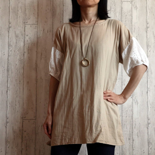 サイズも豊富なM～6L 選べる4サイズ】甘めぷっくりレース袖 柔らかW