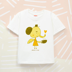 Kids 名前入り 名入れ Ｔシャツ 半袖（ゾウさん/コーヒーを一杯） 1枚目の画像