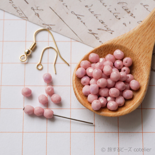 FP4ミリ 50個】ピンク系 ファイヤーポリッシュ 4mm チェコビーズ FP4