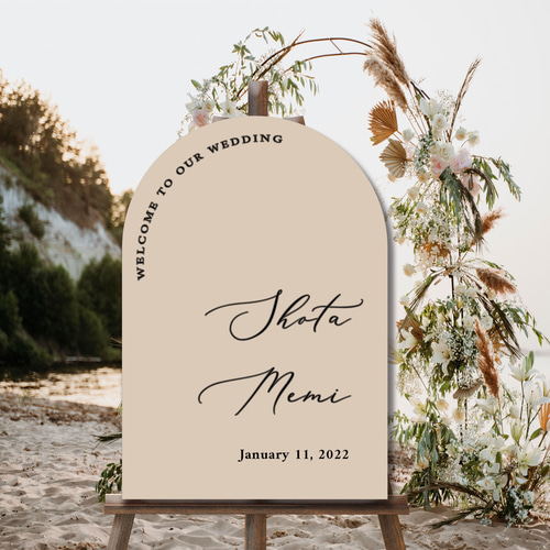 アーチ型のウェルカムボードアーチ型 フラワーウェルカムボード