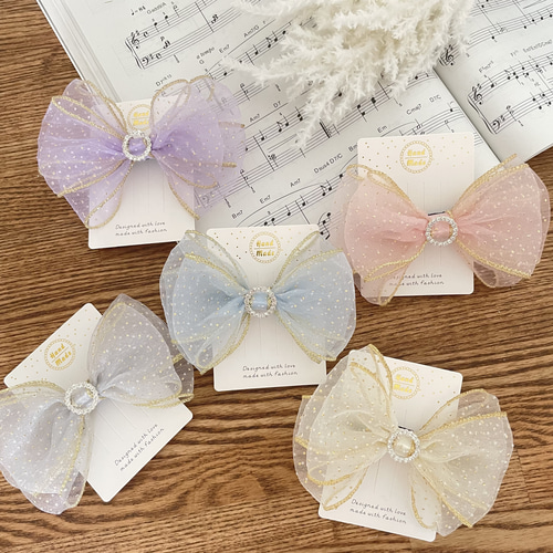 【450円♡】アイスコットンキャンディ♡ふわふわチュールリボン♡ヘアゴム 450円♡】アイスコットンキャンディ♡ふわふわチュールリボン