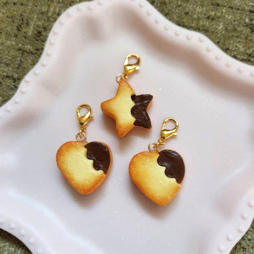 かじりかけチョコクッキーのファスナーチャーム♪フェイク