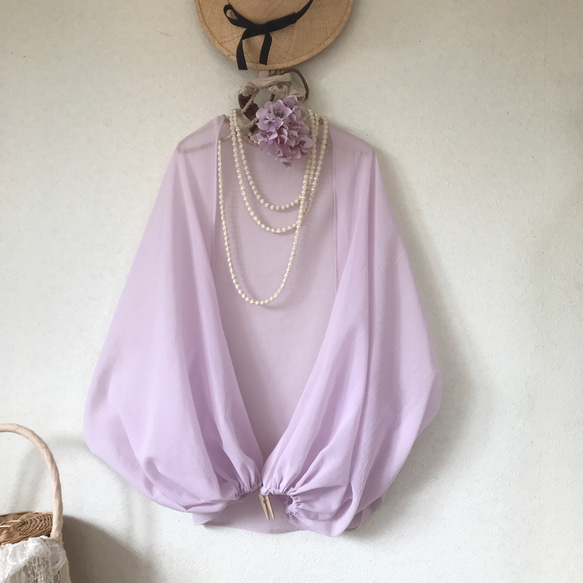 再入荷⭐️ふんわりシアーな3way ぽわんカーデ⭐️ラベンダー　ピンク⭐️スヌード　羽織り　 1枚目の画像