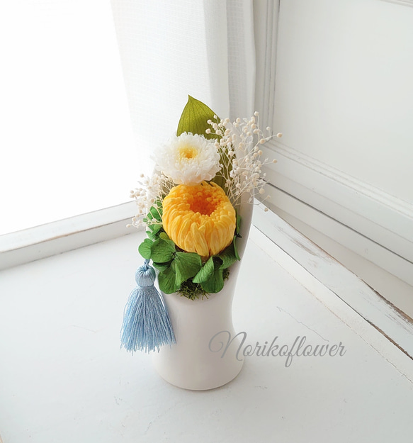 使い勝手の良い 菊 イエロー お供え花 フラワー プリザーブドフラワーアレンジ プリザーブドフラワーアレンジメント