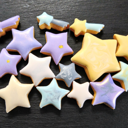 Creema限定』増量中※星に願いを!くすみカラー星のアイシング※白夜缶  