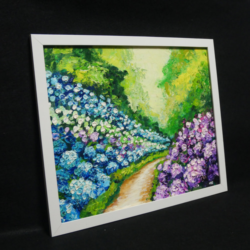 油絵 油彩 油彩画 絵 絵画【紫陽花の道】 絵画 HR 通販 油絵 油彩 油彩画 絵 絵画【紫陽花の道】 絵画 HR 通販