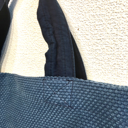 【A5対応】【散歩用】藍染刺し子剣道着リメイク ミニトートバッグ 20 5枚目の画像