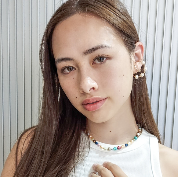 14kgf Freshwater Pearls station ear cuffs 3枚目の画像