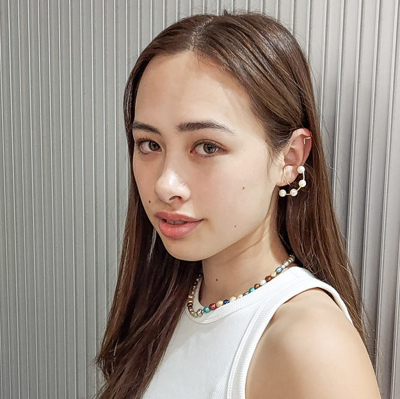 14kgf Freshwater Pearls station ear cuffs 2枚目の画像