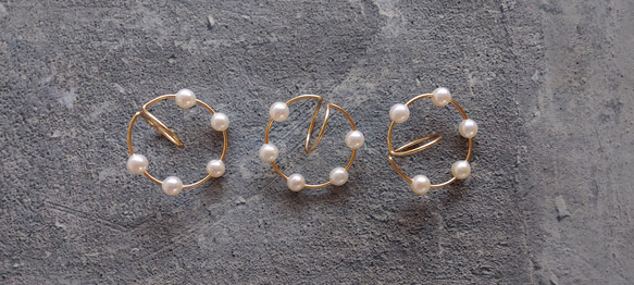 14kgf Freshwater Pearls station ear cuffs 9枚目の画像