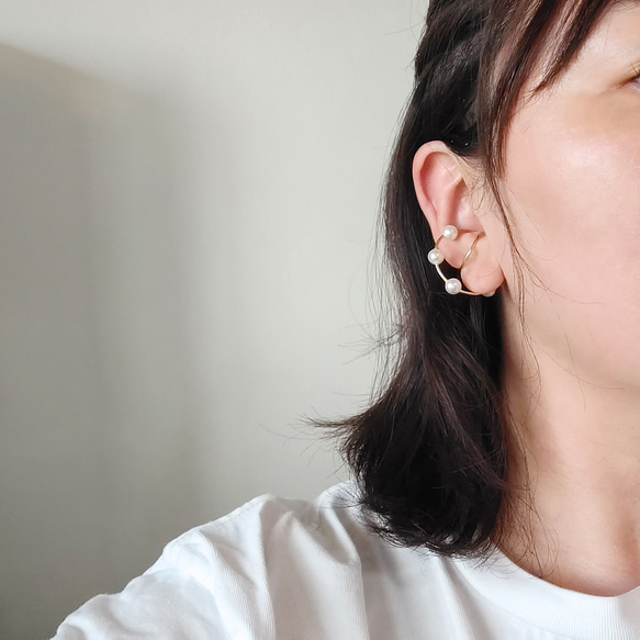 14kgf Freshwater Pearls station ear cuffs 10枚目の画像