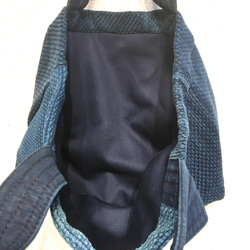 【A5対応】【散歩用】藍染刺し子剣道着リメイク ミニトートバッグ 25 5枚目の画像