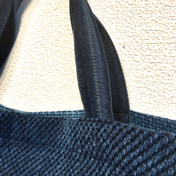 【A5対応】【散歩用】藍染刺し子剣道着リメイク ミニトートバッグ 25 3枚目の画像