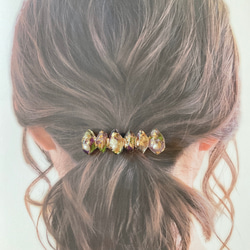 【SALE】お花が入ったクリア鉱石レジンヘアクリップ 5枚目の画像