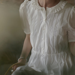 白色荷葉領連衣裙|洋裝|夏款|Sora-944 第11張的照片