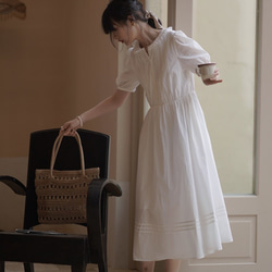 白色荷葉領連衣裙|洋裝|夏款|Sora-944 第2張的照片