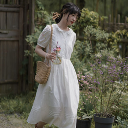 白色荷葉領連衣裙|洋裝|夏款|Sora-944 第14張的照片