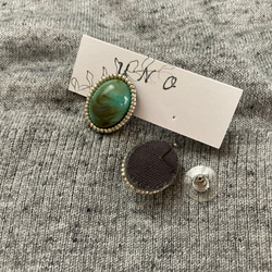 oval turquoise ×silverピアス・イヤリング 3枚目の画像