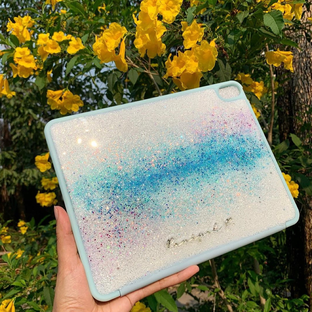 お好きな名前が入れられる マーメイドグリッターIpadケース♪♪ お好きな名前が入れられる マーメイドグリッターIpadケース♪♪