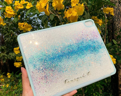 ゆめかわグリッター カスタム名入れ グリッターIpadケース♪♪ ゆめかわグリッター カスタム名入れ グリッターIpadケース♪♪