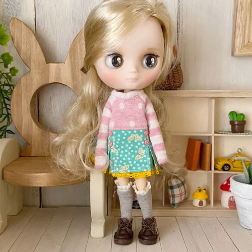 オビツ11&ミディブライス ミニチュア靴 Sタイプ こげ茶 その他人形 hi