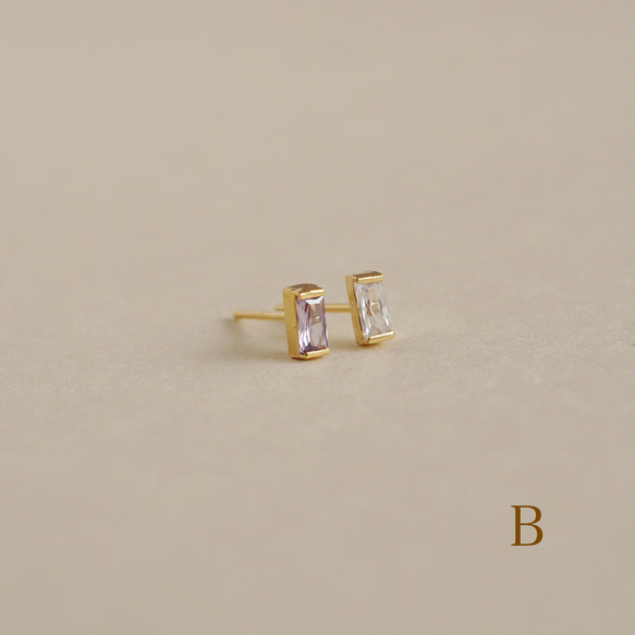 彩色方晶鋯石耳環 (CL-E001〜005) 第5張的照片