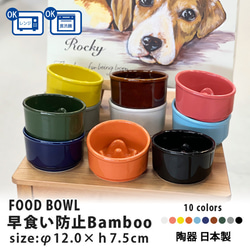【送料無料】早食い防止 Bamboo カラーフードボウル 全10色 pet128 1枚目の画像