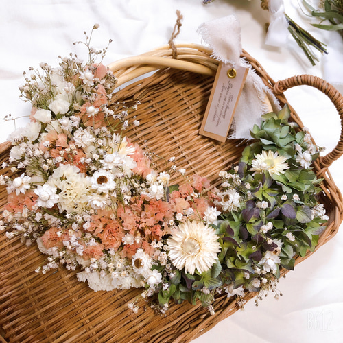 Natural＊秋色紫陽花とブラウンリース☆ドライフラワーリース