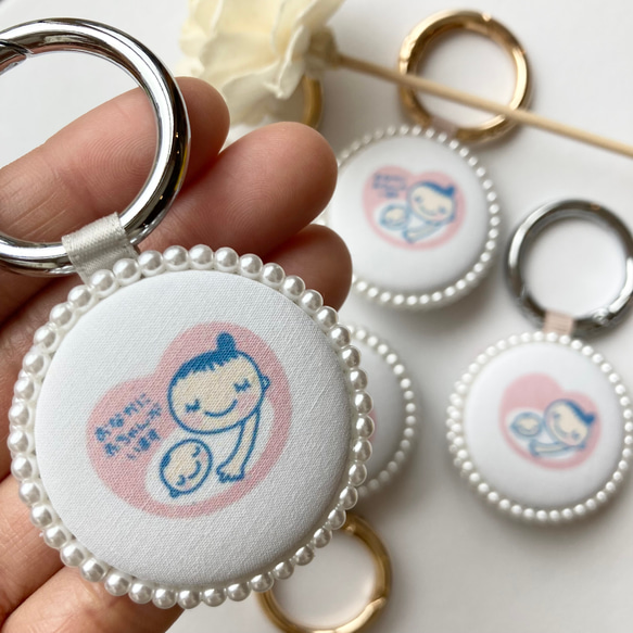 両面　マタニティ　使用　コロンと可愛い♡マタニティマーク　マタニティキーホルダー　マタニティロゼット　シンプルデザイン 4枚目の画像