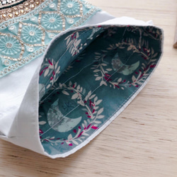 【luxury pouch G】インド刺繍　巾着ポーチ　リゾート 5枚目の画像