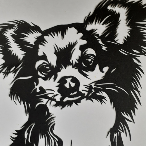 切り絵アート チワワ 切り絵 makochin 通販 13934787｜Creema