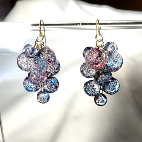 鈴丸ビーズ グレープ の 葡萄 ピアス/イヤリング ピアス（フック