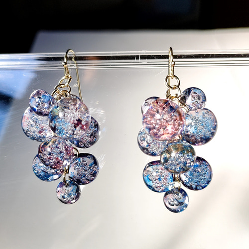 鈴丸ビーズ グレープ の 葡萄 ピアス/イヤリング ピアス（フック