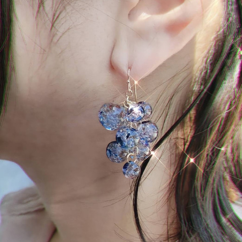 鈴丸ビーズ グレープ の 葡萄 ピアス/イヤリング ピアス（フック