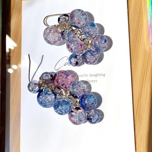 鈴丸ビーズ グレープ の 葡萄 ピアス/イヤリング ピアス（フック