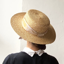 カンカン帽 サリー 日焼け対策 帽子 ハット 麦わら帽子 インドリボン 142006 3枚目の画像