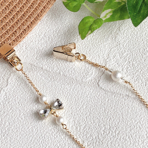 キラキラクリップ 多面キラキラリボン୨୧⑅*.〈クリア〉✧︎帽子クリップ ハット