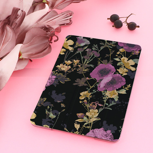 ipadケース おしゃれ Pro mini Air 黒 シック かっこいい 個性的 花柄