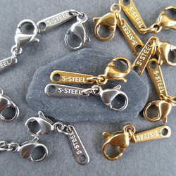 [4pcs] オール サージカルステンレス カニカン S.STEEL刻印プレート  ニッケルフリー 1枚目の画像