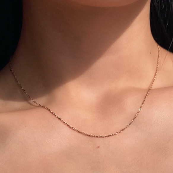 316L】1mm screw necklace/pinkgold/金属アレルギー/サージカル
