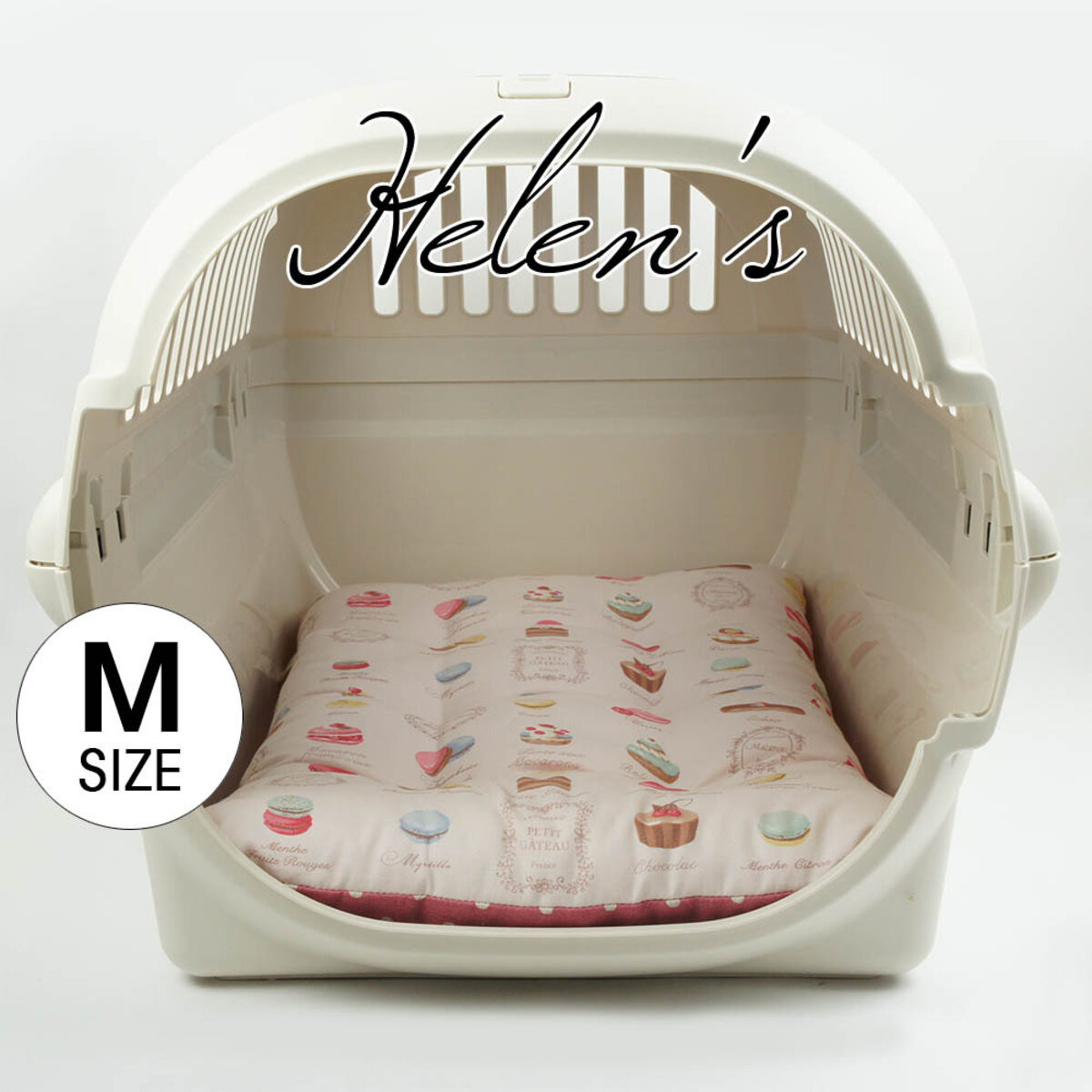 【送料*無料】縁無しクッションベッド/クレートクッション マカロンピンクドット Mサイズ