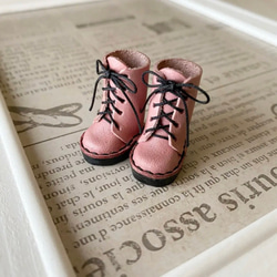オビツ11&ミディブライス ミニチュア靴　Lタイプ　ライトピンク　靴底靴紐ベージュor黒 6枚目の画像