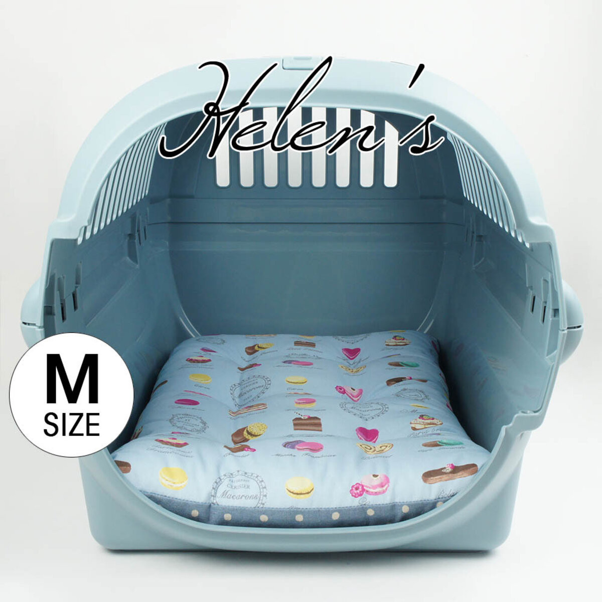 【送料*無料】縁無しクッションベッド/クレートクッション マカロンブルードット Mサイズ