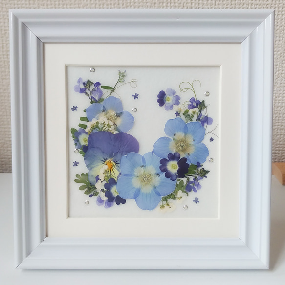 送料無料】ネモフィラ パンジー 押し花額 その他インテリア雑貨 真蓮花